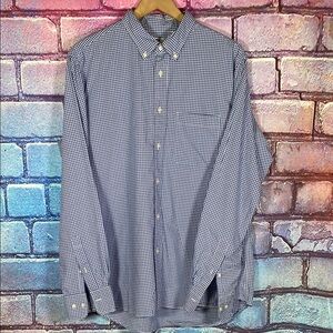 UNIQLO Men's Blue Checkered Shirt Plaid Casual Button Down Collard Size Large